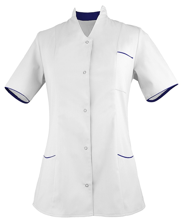 WZ-2021 WorkMed żakiet ochronny medyczny kosmetyczny kolor biały z szafirem.jpg