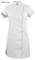 WT-7011 Tunika ochronna medyczna kosmetyczna ze stójką kolor biały z maliną.jpg