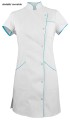 WT-7011 Tunika ochronna medyczna kosmetyczna ze stójką kolor biały z morskim.jpg