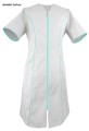 WS-1011 Workmed Fartuch sukienka medyczna ochronna kosmetyczna na suwak kolor biały z turkusem.jpg
