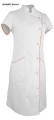 WS-7011 WorkMed Sukienka fartuch medyczny kosmetyczny ze stójką kolor biały z łososiem.jpg
