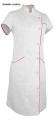 WS-7011 WorkMed Sukienka fartuch medyczny kosmetyczny ze stójką kolor biały z maliną.jpg