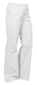 Spodnie medyczne damskie rozszerzane na gumce WORKMED WE-015 białe