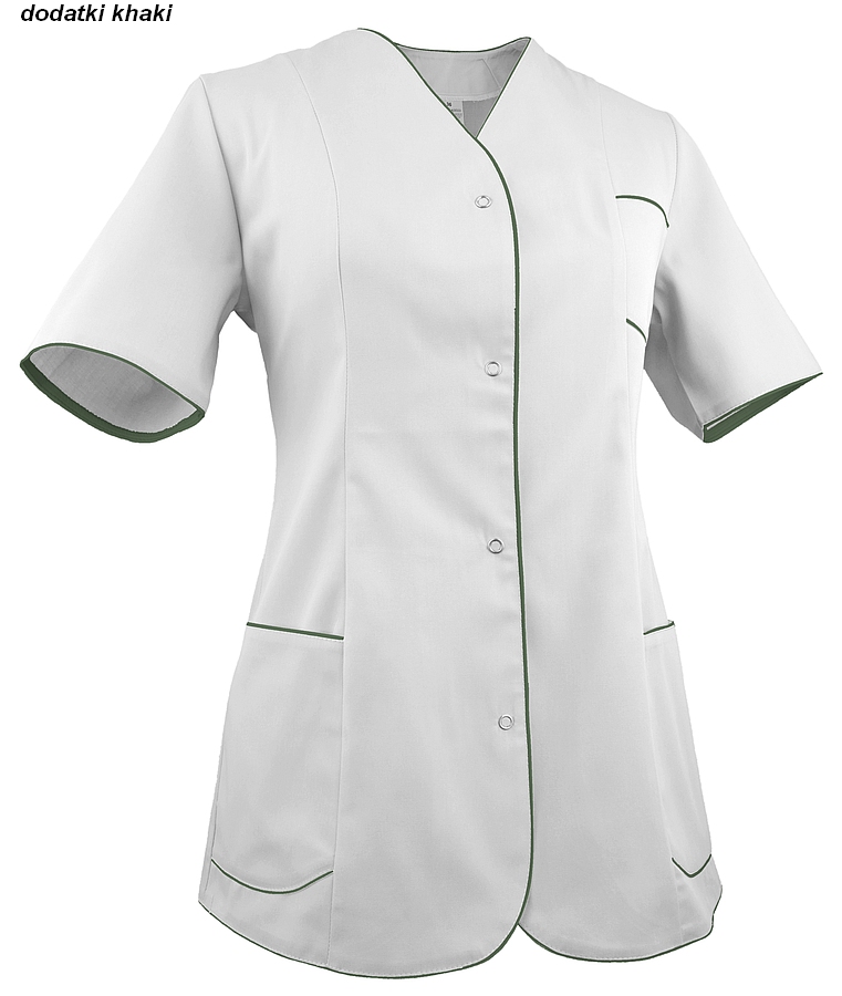 Fartuch żakiet medyczny ochronny WORKMED WZ-2010 biały z khaki.jpg