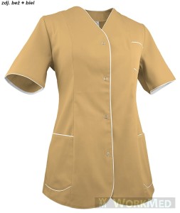 Żakiet damski beżowy z białym rozm. 48, model WZ-2010