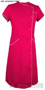 Sukienka medyczna kol. amarant z białym rozm. 36, model  WS-7021