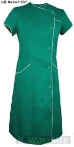 Sukienka medyczna kol. trawiasty z białym rozm. 38, model  WS-7021
