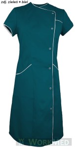 Sukienka medyczna kol. zielony z białym rozm. 38, model  WS-7021