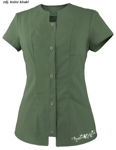Żakiet damski khaki z białym haftem rozm. 42, model WZ-7121H