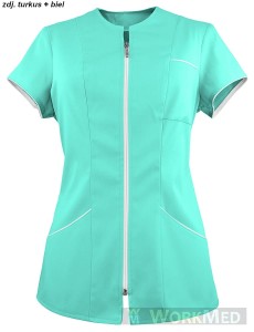 Żakiet damski turkusowy z białym rozm. 50, model WZ-7120